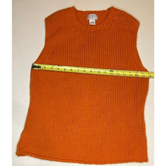 Ann Taylor LOFT Chunky Knit Sweater Vest Sz Lg Orange Wool Blend Rib Tank Top - Picture 5 of 11